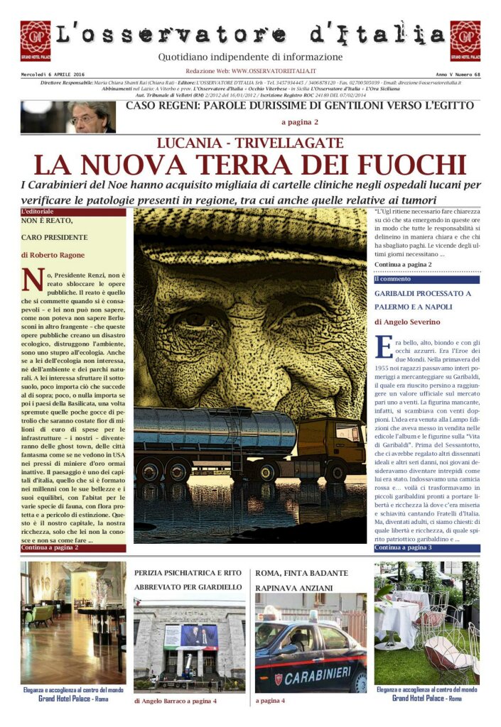 L'osservatore d'Italia edizione del 6 Aprile 2016